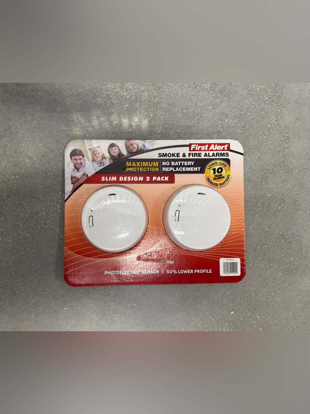 First Alert Slim Design Smoke Fire Alarms 2 Pack 10 Year Sealed Battery P1210CP2